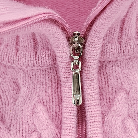 Valerie Stevens Women's 2 Ply Cashmere Textured Zip Cardigan Sweater - Picture 4 of 6